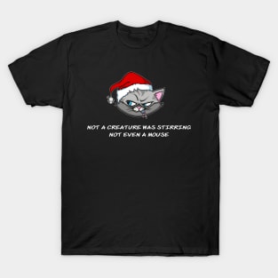 Funny Christmas Carol Cat Gray Design T-Shirt